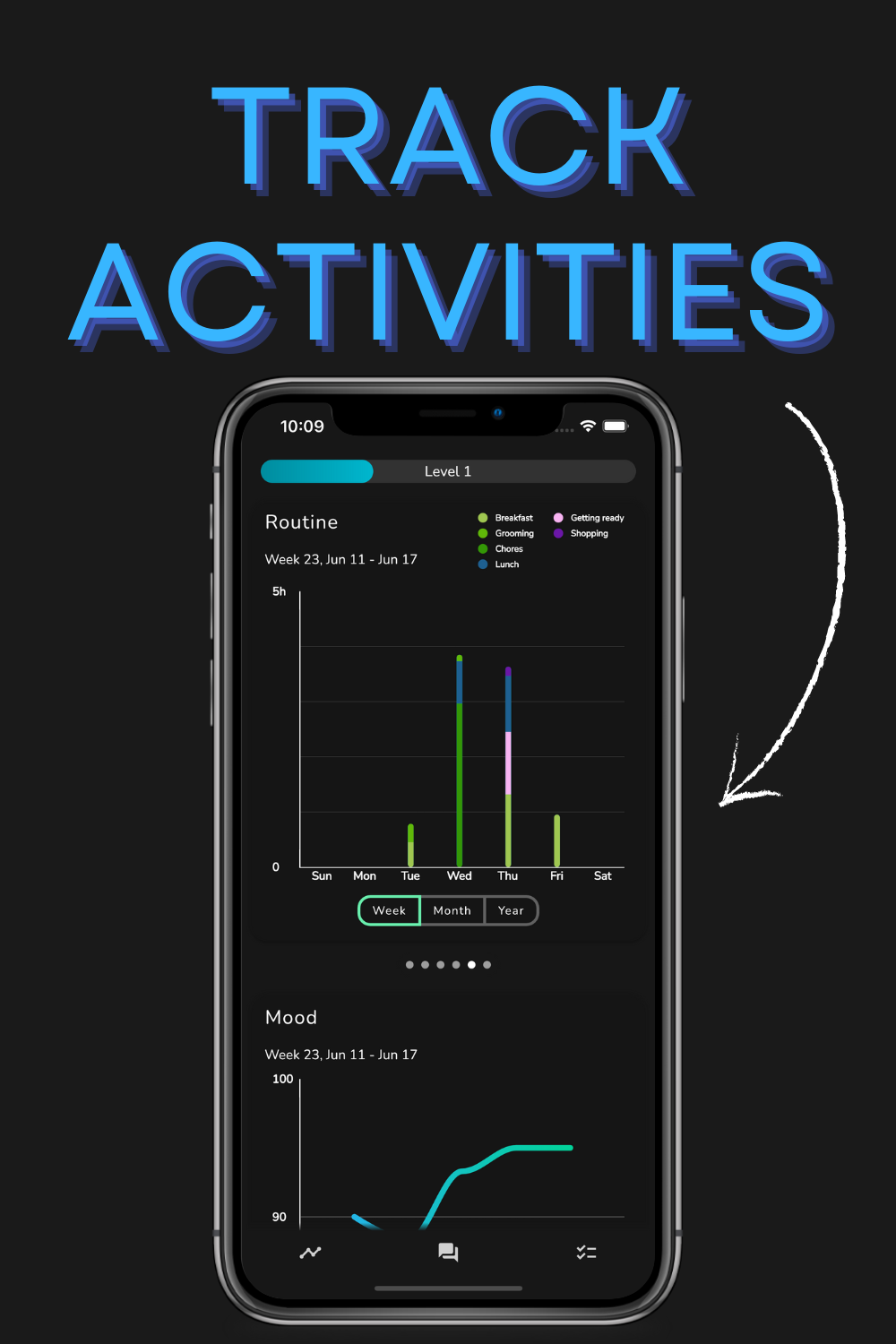 Track activities with Statsy Virtual Companion. Statsy helps you with tracking activities, while providing statistics and graphs to give you insights.