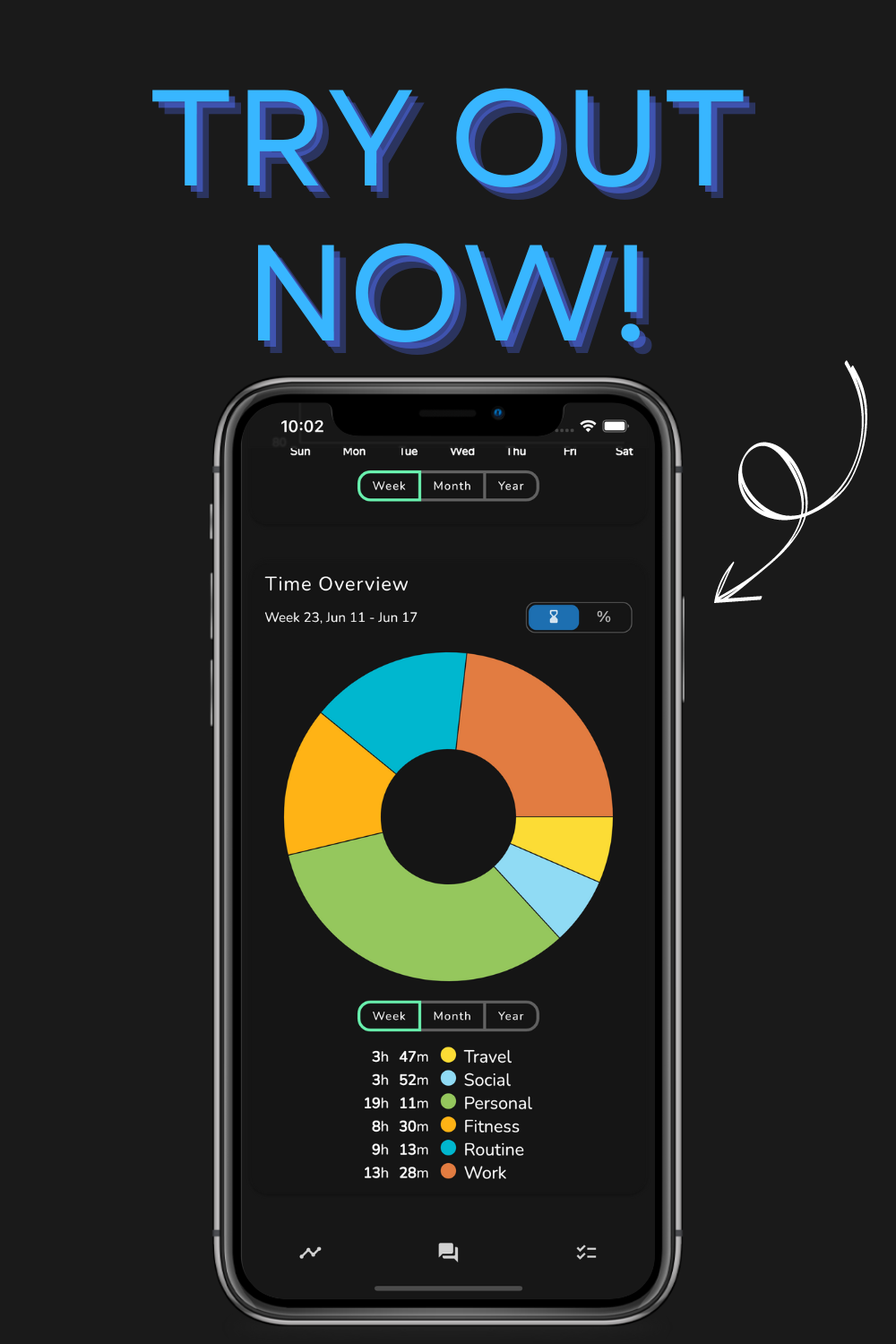 Track your daily activities with Statsy Virtual Companion. Statsy helps you tracking activities, while providing line and pie charts that give you insights about your time spent. This helps you getting better every day.